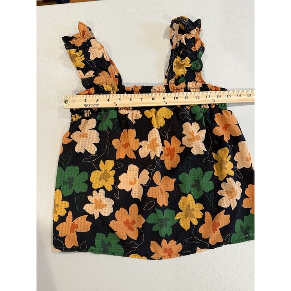 Who What Wear Top Womens Small Sleeveless Floral Stretch Ruffle Coquette Bloom - Picture 5 of 5